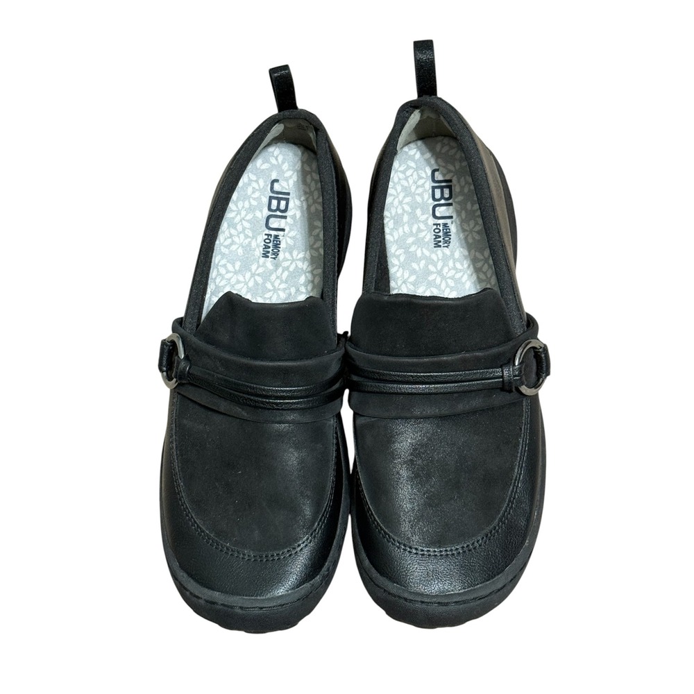 JBU Jambu Phoebe Black Vegan Leather Memory Foam Slip On Loafers Womens 9M‎